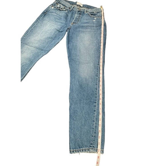 Boyish By Her Women Light Blue Mid Rise Billy Distressed Straight Jeans Size 27 - Picture 5 of 13